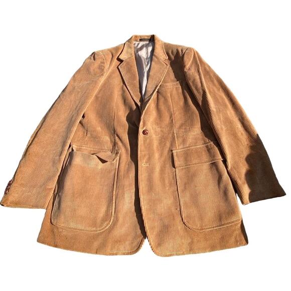 Eddie Bauer Other - VTG Rhenish Harbor Knit Mens 44L 100% Cotton Corduroy blazer coat brown tan